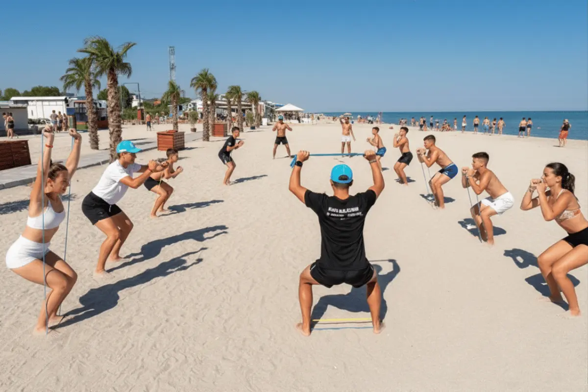 Antrenamente sportive pe plaja pentru tabere copii si cantonamente la Casa Duca Costinesti